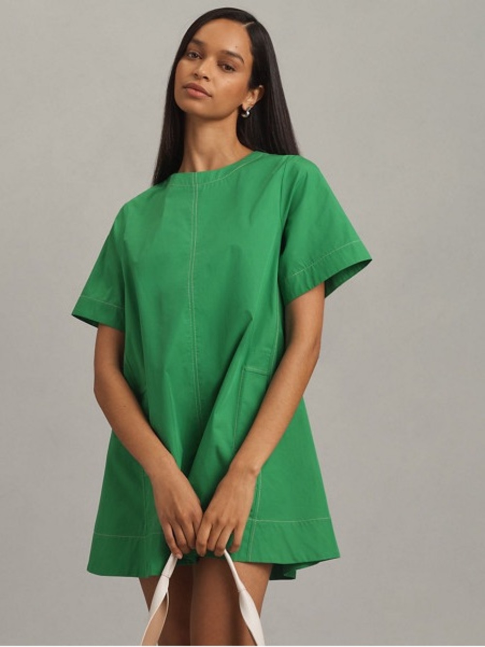 🩷Emmy dress by Maeve at Anthro. EUC Kelly Green Short Sleeve Swing mini dress M